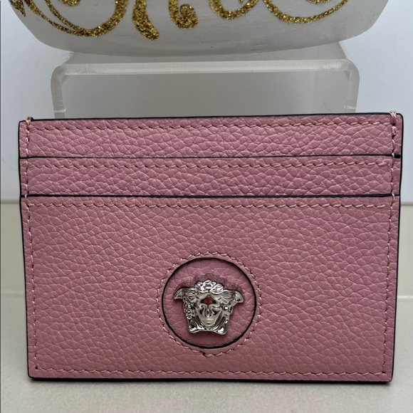 Versace Accessories - Versace Medusa Head Pink Leather Card Holder NWOT $275 Retail w/COA No Box/Dust